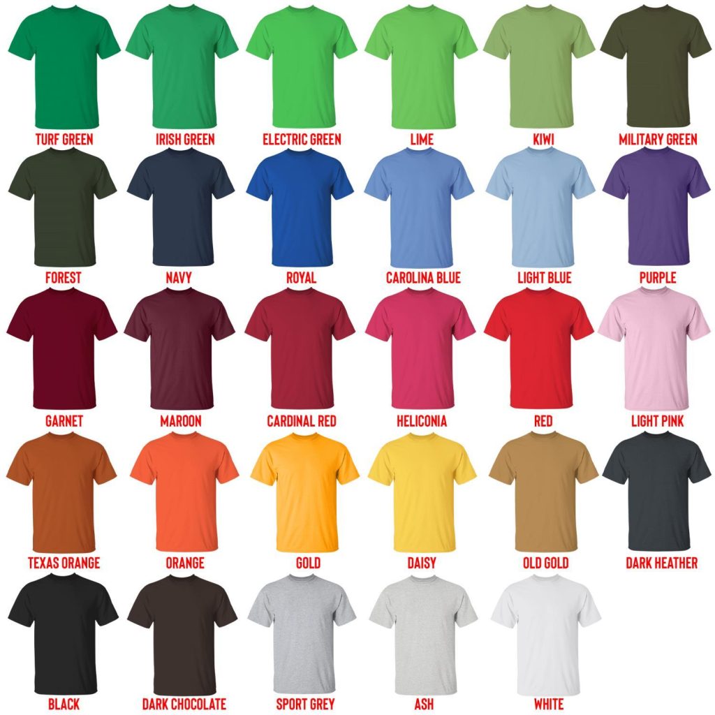 t shirt color chart - Kenny Chesney Store